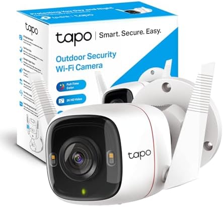 Tapo TP Link 2K Security Camera Outdoor Wired  IP66 Weatherproof  Motion/Person Detection  Built in Siren w/Night Vision  Cloud/SD Card Storage  2 Way Audio  Works w/Alexa & Google Home C310
