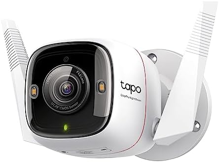 Tapo TP Link 2K Security Camera Outdoor Wired  IP66 Weatherproof  Motion/Person Detection  Built in Siren w/Night Vision  Cloud/SD Card Storage  2 Way Audio  Works w/Alexa & Google Home C310