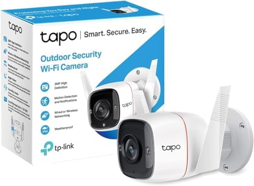 Tapo TP Link 2K Security Camera Outdoor Wired  IP66 Weatherproof  Motion/Person Detection  Built in Siren w/Night Vision  Cloud/SD Card Storage  2 Way Audio  Works w/Alexa & Google Home C310