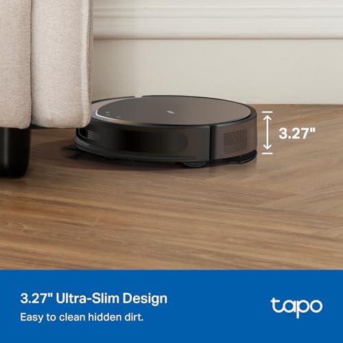 Tapo Ultra Slim LiDAR Smart Navigation Robot Vacuum and Mop with Self Emptying Dock  5300Pa Max  97   Dust Pickup Rate  Self Charging  Compatible with Alexa & Google Home  RV20 Max Plus