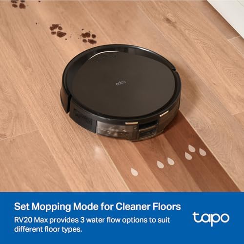 Tapo Ultra Slim LiDAR Smart Navigation Robot Vacuum and Mop with Self Emptying Dock  5300Pa Max  97   Dust Pickup Rate  Self Charging  Compatible with Alexa & Google Home  RV20 Max Plus