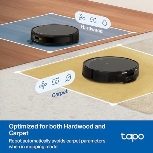 Tapo Ultra Slim LiDAR Smart Navigation Robot Vacuum and Mop with Self Emptying Dock  5300Pa Max  97   Dust Pickup Rate  Self Charging  Compatible with Alexa & Google Home  RV20 Max Plus