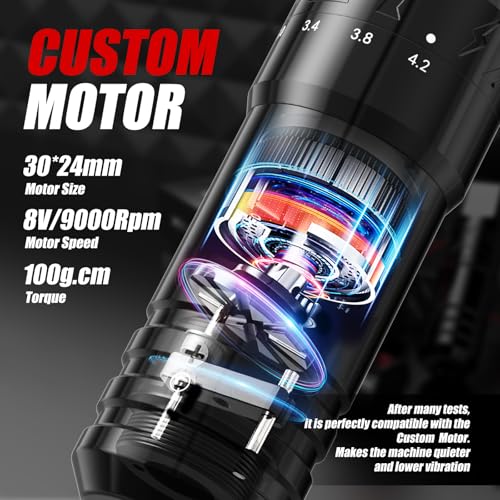 Tattoo Gun Kit Complete Tattoo Machine Kit  Xnet Cordless Rotary Tattoo Pen 7 Adjustable Strokes with 2400 mAh Battery  20pcs X ray Mixed Sizes Cartridge Needles Set Supply for Starter