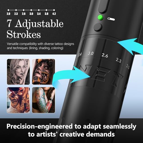 Kit de tatuaje de pistola de tatuaje, kit completo de máquina de tatuaje, bolígrafo de tatuaje de carrera ajustable Xnet E1 con baterías duales, fuente de alimentación de 2000 mAh, juego de 40 agujas