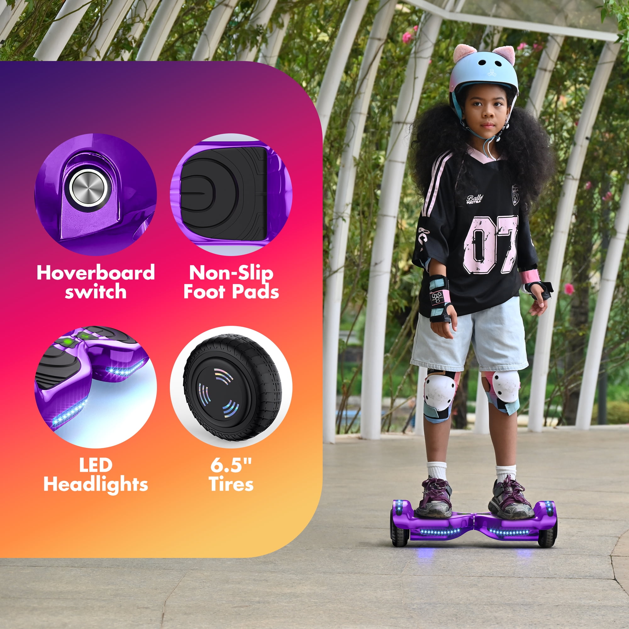 Tcdjtc Hoverboard with Bluetooth and Led Lights  Balance Board for Kids  Kids Outdoor Toys with 9 Mph Max Speed  All Terrain Hoverboard with UL 2272 Safety Standard