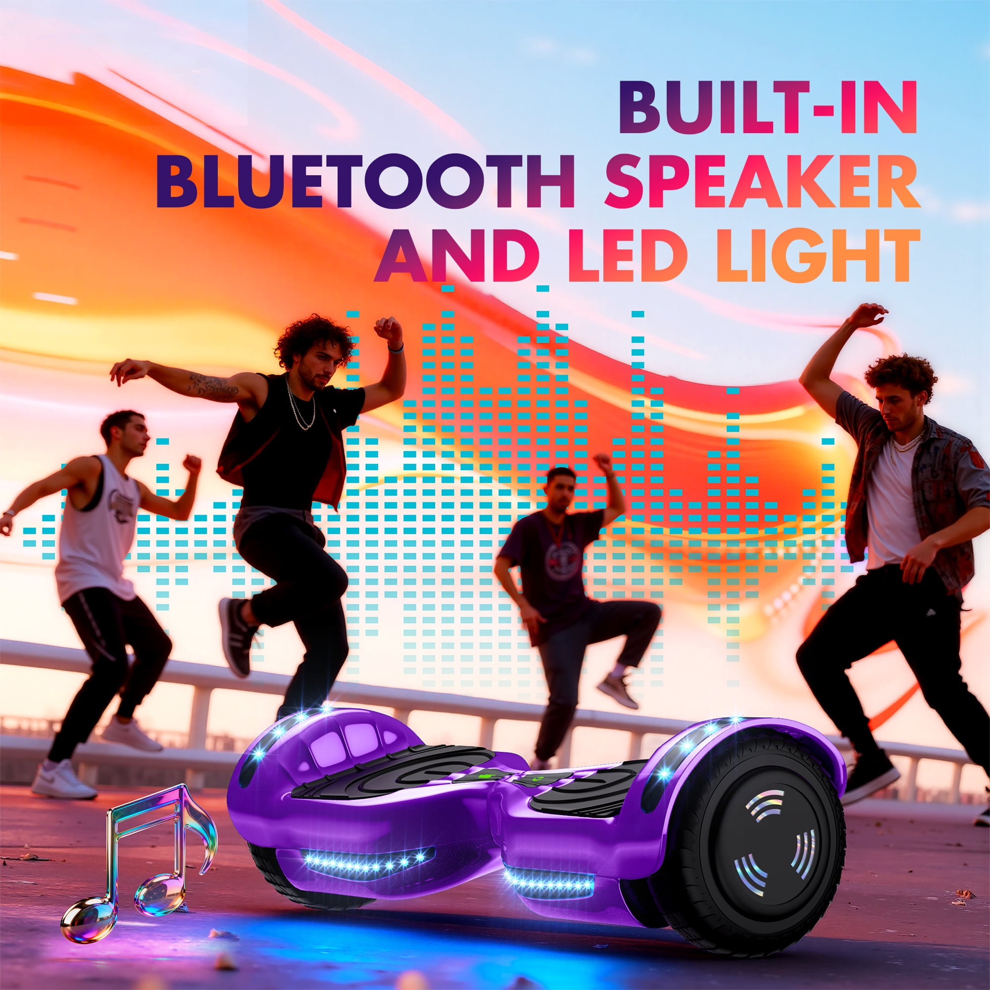 Tcdjtc Hoverboard with Bluetooth and Led Lights  Balance Board for Kids  Kids Outdoor Toys with 9 Mph Max Speed  All Terrain Hoverboard with UL 2272 Safety Standard