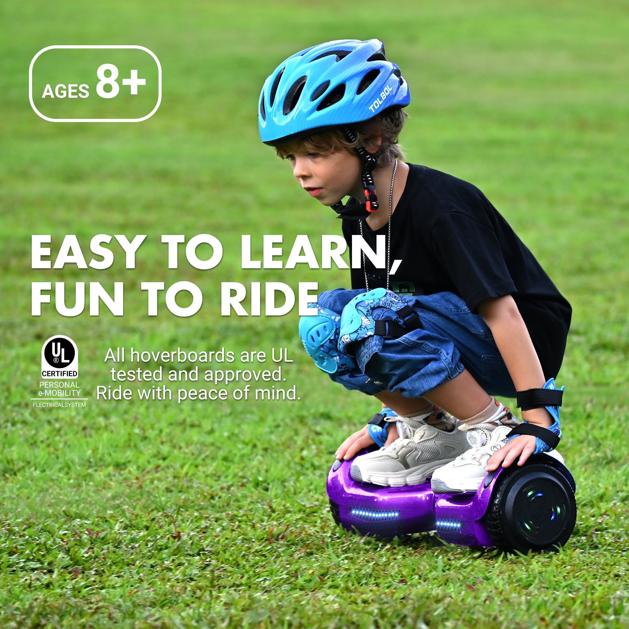 Tcdjtc Hoverboard with Bluetooth and Led Lights  Balance Board for Kids  Kids Outdoor Toys with 9 Mph Max Speed  All Terrain Hoverboard with UL 2272 Safety Standard