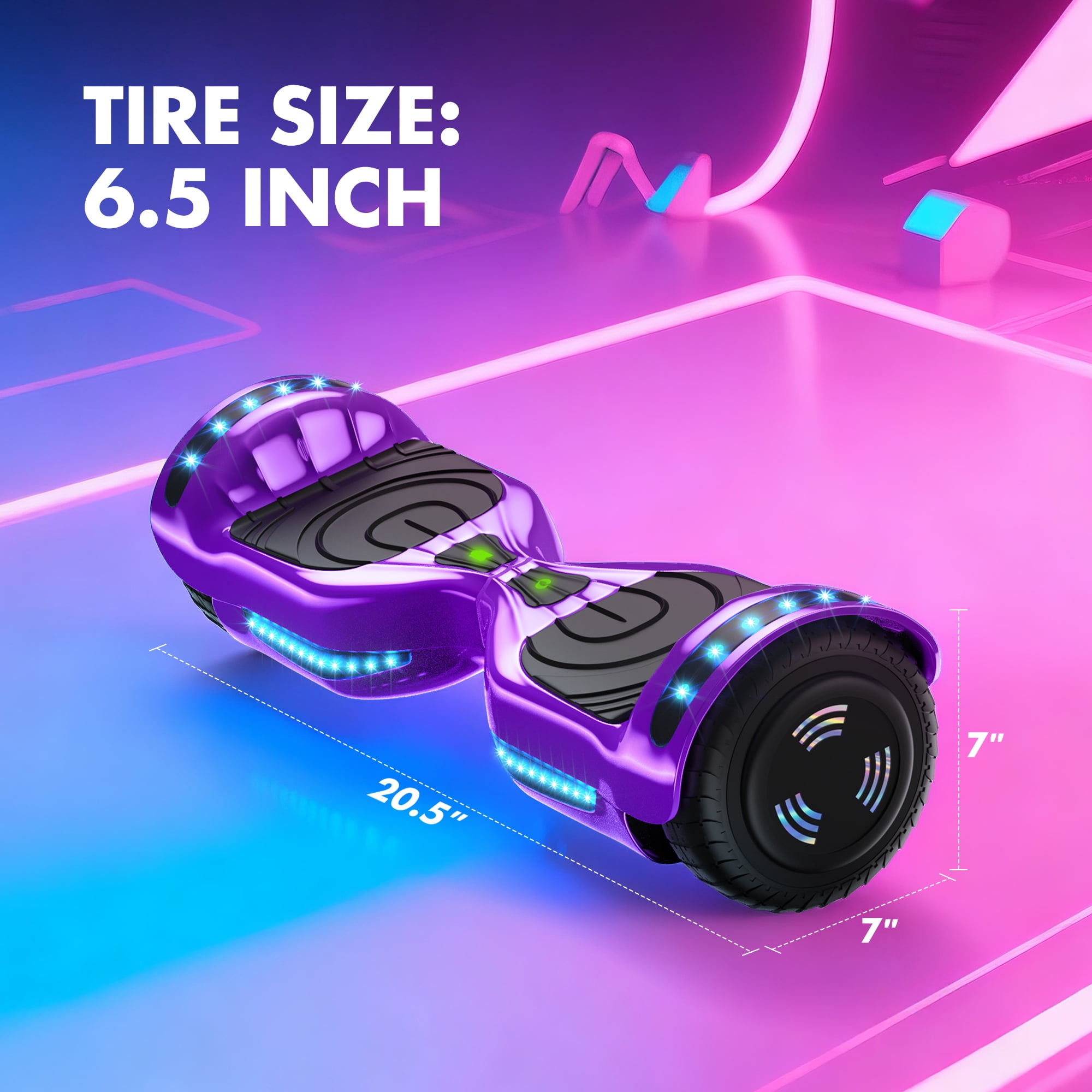 Tcdjtc Hoverboard with Bluetooth and Led Lights  Balance Board for Kids  Kids Outdoor Toys with 9 Mph Max Speed  All Terrain Hoverboard with UL 2272 Safety Standard