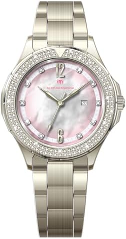 TechnoMarine Luna Tides Womens Watch w/Mother of Pearl Dial   33mm  Gold  TM 825003 