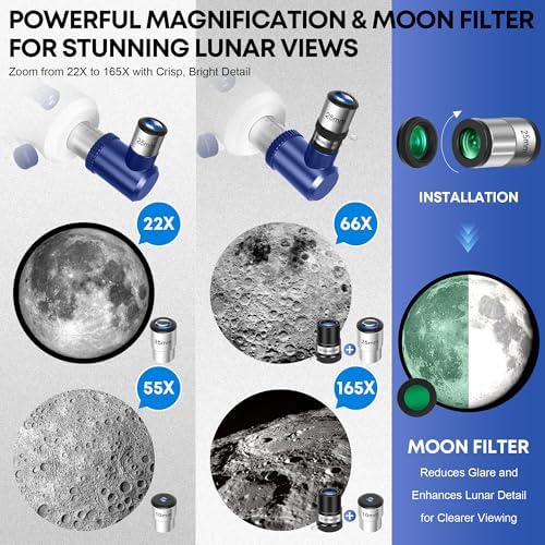 Telescope for Adults High Powered  90mm Aperture 550mm Portable Refractor Telescope for Kids & Astronomy Beginners  Professional Telescopes with Tripod  Phone Adapter  Moon Filter  Carry Bag