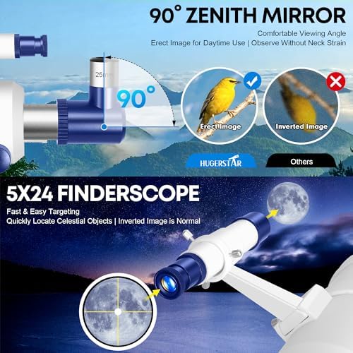 Telescope for Adults High Powered  90mm Aperture 550mm Portable Refractor Telescope for Kids & Astronomy Beginners  Professional Telescopes with Tripod  Phone Adapter  Moon Filter  Carry Bag