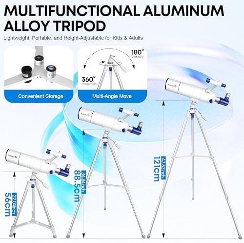 Telescope for Adults High Powered  90mm Aperture 550mm Portable Refractor Telescope for Kids & Astronomy Beginners  Professional Telescopes with Tripod  Phone Adapter  Moon Filter  Carry Bag