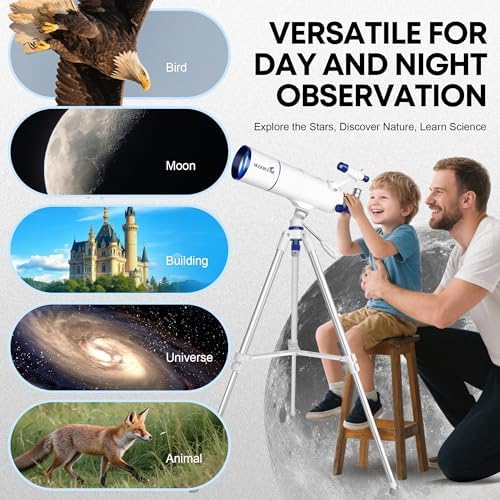 Telescope for Adults High Powered  90mm Aperture 550mm Portable Refractor Telescope for Kids & Astronomy Beginners  Professional Telescopes with Tripod  Phone Adapter  Moon Filter  Carry Bag