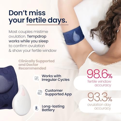Tempdrop Wearable Ovulation Tracker   Basal Body Temperature Monitor to Help Get Pregnant   Sleep Sensor with App for Fertility  Hormone  Period & Cycle Tracking