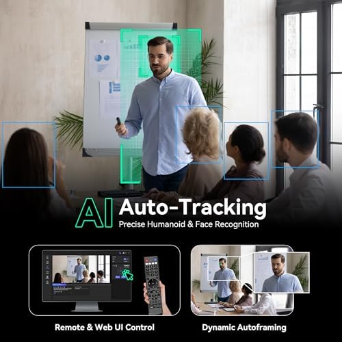 Tenveo HDMI/USB3 0/LAN PoE  PTZ Camera AI Humanoid & Face Auto Tracking  20X Optical Zoom PTZ Camera IP Live Streaming  FHD 1080P 60FPS  for Church Services Worship Video Conference Live Streaming