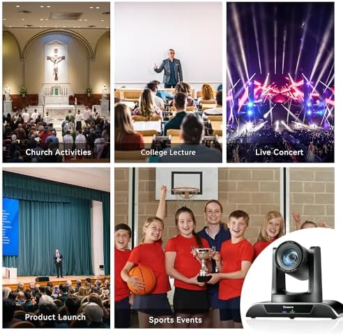 Tenveo HDMI/USB3 0/LAN PoE  PTZ Camera AI Humanoid & Face Auto Tracking  20X Optical Zoom PTZ Camera IP Live Streaming  FHD 1080P 60FPS  for Church Services Worship Video Conference Live Streaming