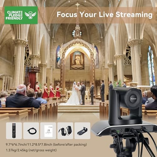 Tenveo HDMI/USB3 0/LAN PoE  PTZ Camera AI Humanoid & Face Auto Tracking  20X Optical Zoom PTZ Camera IP Live Streaming  FHD 1080P 60FPS  for Church Services Worship Video Conference Live Streaming