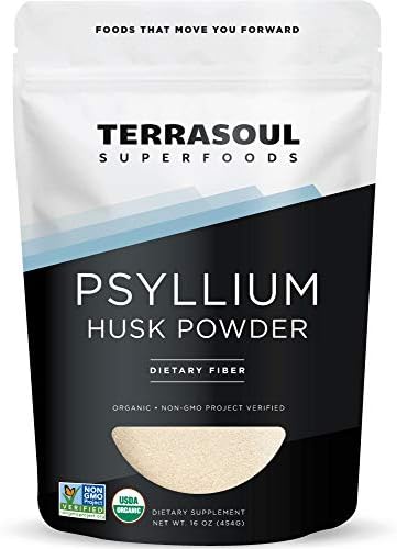 Terrasoul Superfoods Organic Psyllium Husk Powder  1 Lb   Superfine Texture   99  Purity   Perfect for Gluten Free Baking   No Purple Breads