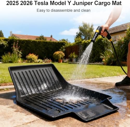 Tesla Model Y Juniper Floor Mats 2026 2025 Full Set All Weather Non Slip Floor Liner for New Model Y 2025 2026 Cargo Mats and Seat Back Cover Protector Tesla Model Y Trunk Mat