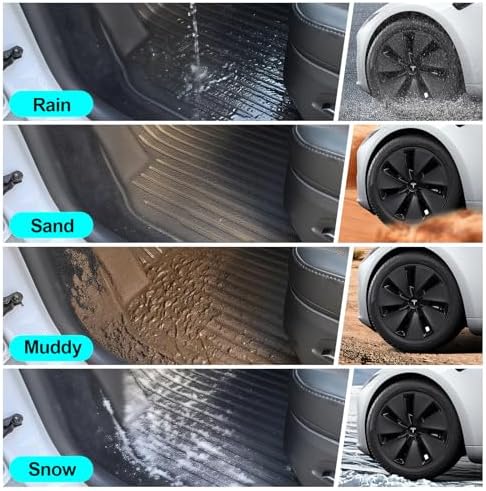 Tesla Model Y Juniper Floor Mats 2026 2025 Full Set All Weather Non Slip Floor Liner for New Model Y 2025 2026 Cargo Mats and Seat Back Cover Protector Tesla Model Y Trunk Mat