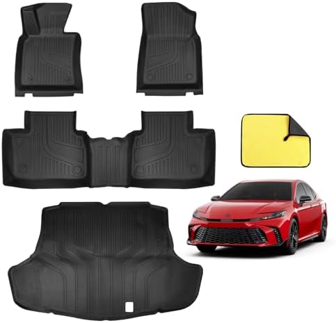 Tesla Model Y Juniper Floor Mats 2026 2025 Full Set All Weather Non Slip Floor Liner for New Model Y 2025 2026 Cargo Mats and Seat Back Cover Protector Tesla Model Y Trunk Mat