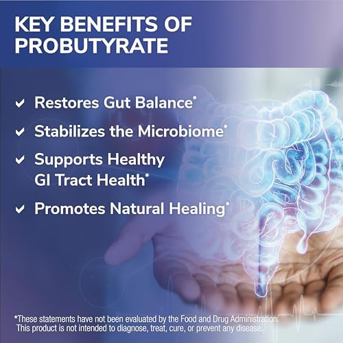 Tesseract Medical Research ProButyrate Gut Health Supplement  Butyric Acid Complex  Gastrointestinal Support Supplement  Helps Restore Balance to Stabilize Gut Microbiome  600mg  120 Capsules