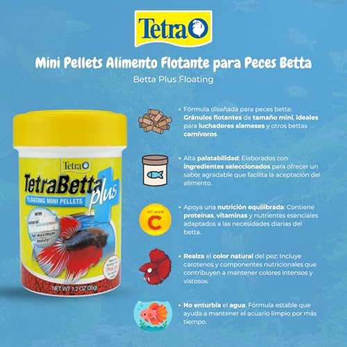 Tetra BettaMin - Bocados en forma de gusano, 0.98 onzas, dieta completa para bettas (paquete de 2)