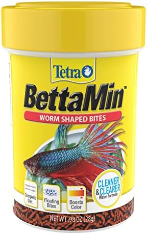 Tetra BettaMin - Bocados en forma de gusano, 0.98 onzas, dieta completa para bettas (paquete de 2)