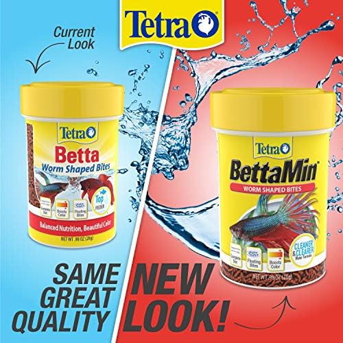 Tetra BettaMin - Bocados en forma de gusano, 0.98 onzas, dieta completa para bettas (paquete de 2)