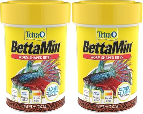 Tetra BettaMin - Bocados en forma de gusano, 0.98 onzas, dieta completa para bettas (paquete de 2)