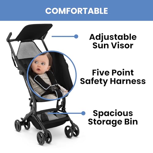 The Clutch Stroller by Delta Children   Lightweight Compact Folding Stroller   Fits Airplane Overhead Storage   Black