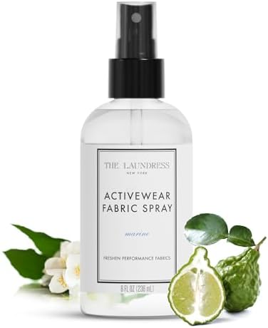 The Laundress Activewear Fabric Refresher Spray  8 Oz  Marine Fragrance  Bright  Energetic  Odor Freshener for Performance Gear  Towels  Tote Bags  Sneakers & Yoga Mats  48 Hours  Fragrance