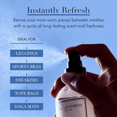 The Laundress Activewear Fabric Refresher Spray  8 Oz  Marine Fragrance  Bright  Energetic  Odor Freshener for Performance Gear  Towels  Tote Bags  Sneakers & Yoga Mats  48 Hours  Fragrance