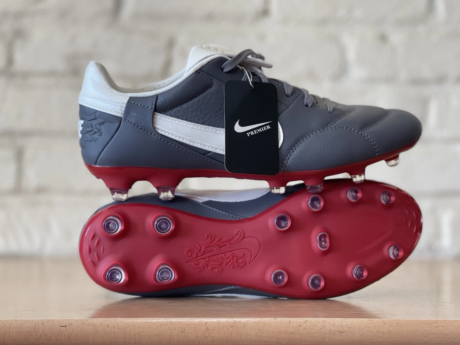 The Nike Premier 3 FG Light Graphite Gray Varsity Red HM0265 003 Men 10 Soccer