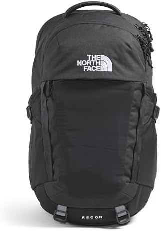 THE NORTH FACE Recon Everyday Backpack | Acabado repelente de mochila, funda para laptop de 16 pulgadas, 2 bolsillos para botella de agua, Gris Asfalto Jaspeado Claro/Tnf Negro-npf, Tamaño único