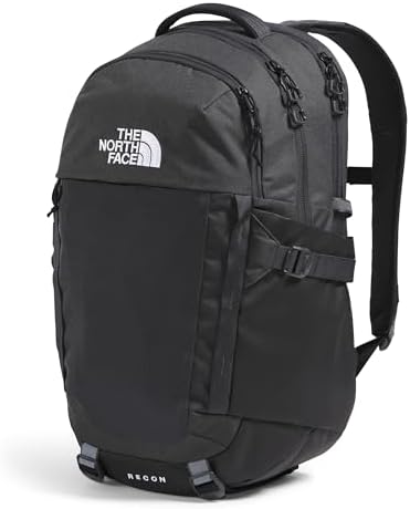 THE NORTH FACE Recon Everyday Backpack | Acabado repelente de mochila, funda para laptop de 16 pulgadas, 2 bolsillos para botella de agua, Gris Asfalto Jaspeado Claro/Tnf Negro-npf, Tamaño único