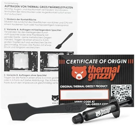 Thermal Grizzly Kryonaut   1 Gram   Extremely High Performance Thermal Paste   12 Cleaning Wipes 6 Wet & 6 Dry   for Demanding Applications and Overclocking CPU/GPU/PS4/PS5/Xbox