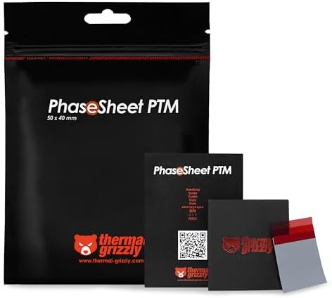 Thermal Grizzly   PhaseSheet PTM  50x40mm   High Performance Thermal pad with Phase Change Material   Durable  not electrically Conductive   for CPU  GPU & Electronics Cooling