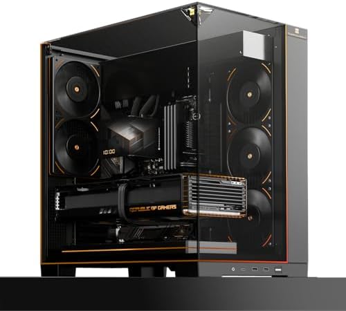 Thermalright A70 ARGB Black ATX Gaming Case Three Sided Column Free Glass 8 CPU Fan Slots   Four Way Airflow Tool Free Quick Release Vertical Graphics Card Mounting Anti Fall Panoramic Light Strip