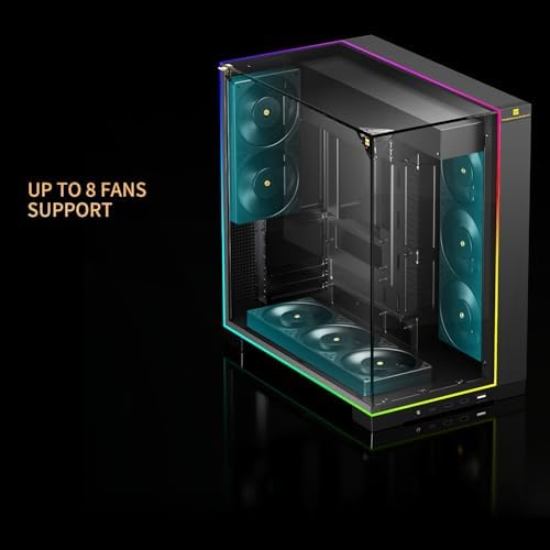 Thermalright A70 ARGB Black ATX Gaming Case Three Sided Column Free Glass 8 CPU Fan Slots   Four Way Airflow Tool Free Quick Release Vertical Graphics Card Mounting Anti Fall Panoramic Light Strip