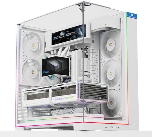 Thermalright A70 ARGB Black ATX Gaming Case Three Sided Column Free Glass 8 CPU Fan Slots   Four Way Airflow Tool Free Quick Release Vertical Graphics Card Mounting Anti Fall Panoramic Light Strip