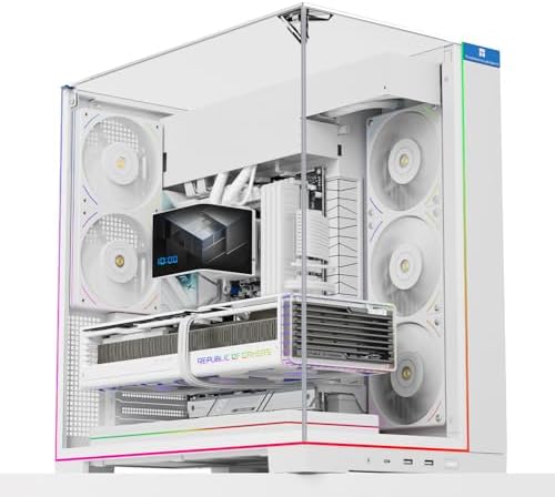 Thermalright A70 ARGB Black ATX Gaming Case Three Sided Column Free Glass 8 CPU Fan Slots   Four Way Airflow Tool Free Quick Release Vertical Graphics Card Mounting Anti Fall Panoramic Light Strip