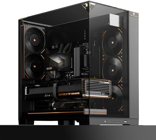 Thermalright A70 ARGB Black ATX Gaming Case Three Sided Column Free Glass 8 CPU Fan Slots   Four Way Airflow Tool Free Quick Release Vertical Graphics Card Mounting Anti Fall Panoramic Light Strip