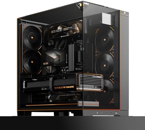Thermalright A70 ARGB Black ATX Gaming Case Three Sided Column Free Glass 8 CPU Fan Slots   Four Way Airflow Tool Free Quick Release Vertical Graphics Card Mounting Anti Fall Panoramic Light Strip