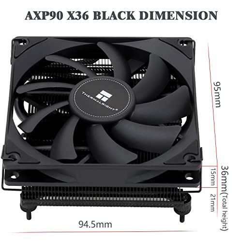 Thermalright AXP90 X36 Black Low Profile CPU Cooler  with 92mm TL 9015B Slim PWM Fan  ITX CPU Cooler  AGHP Technology  36mm Height for AMD AM4 AM5/Intel 1150/1151/1155/1851/1200/1700 AXP90 X36 Black 