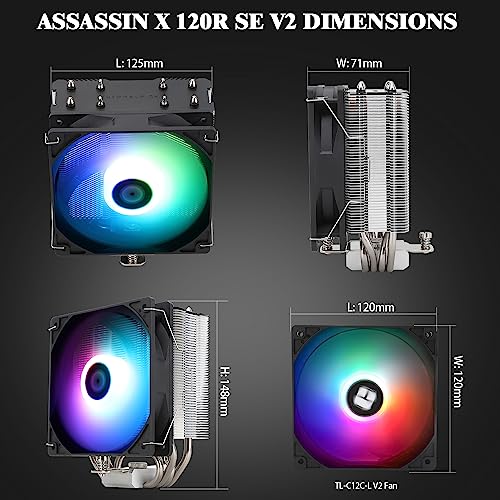 Thermalright Assassin X 120R SE V2 CPU Cooler  4 6mm Heat Pipes  1550RPM Speed 120mm RGB PWM Quiet Fan CPU Cooler with S FDB Bearing  for AMD AM4 AM5/Intel 1700/1150/1151/1200/1851