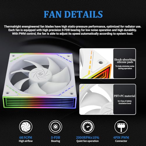 Thermalright Frozen Infinity 360 White Liquid CPU Cooler Triple PWM Fans with 2000RPM Desktop CPU Aio Cooler for AM4/AM5&Intel LGA1150/1151/1200/2011/1700/1851 Infinity Mirror PC CPU Water Cooler