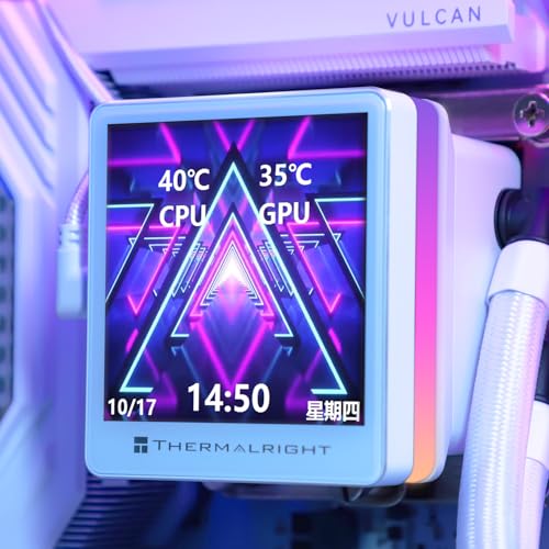 Thermalright Grand Vision 360 ARGB White AIO CPU Liquid Cooler IPS LCD Screen with 480x480 Resolution for AM5/Intel LGA1851/1700  3 4 inch Magnet Absorbent LCD Screen for Images  White