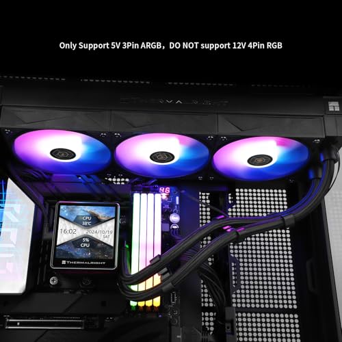 Thermalright Grand Vision 360 ARGB White AIO CPU Liquid Cooler IPS LCD Screen with 480x480 Resolution for AM5/Intel LGA1851/1700  3 4 inch Magnet Absorbent LCD Screen for Images  White