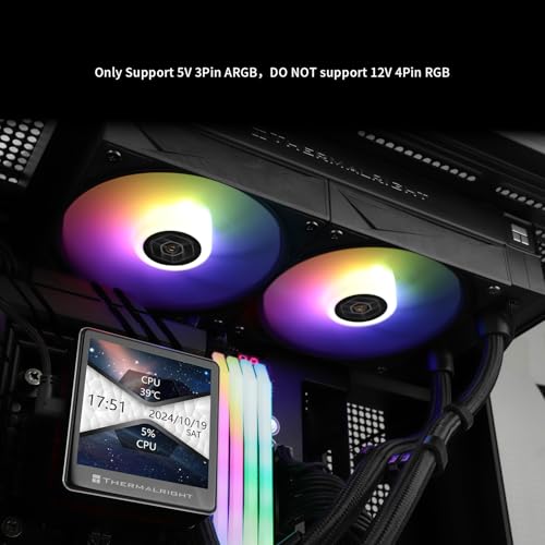 Thermalright Grand Vision 360 ARGB White AIO CPU Liquid Cooler IPS LCD Screen with 480x480 Resolution for AM5/Intel LGA1851/1700  3 4 inch Magnet Absorbent LCD Screen for Images  White